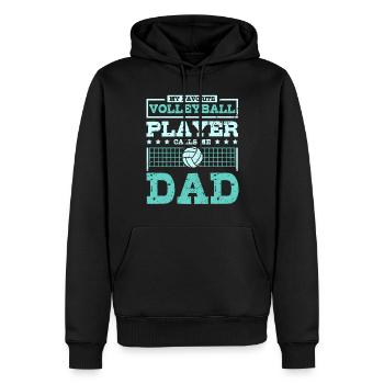 My favorite volleyball player calls me dad - Männer Premium Bio Hoodie - Schwarz - Vorne - Nico (187cm)