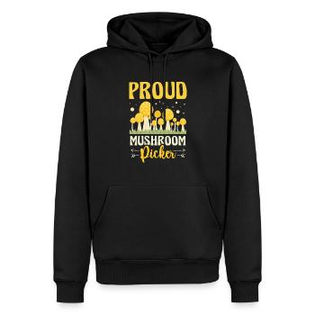 Fier cueilleur de champignons Mushroom Hunter Mycology - Sweat à capuche Premium bio Homme - noir - Devant - Nico (187cm)