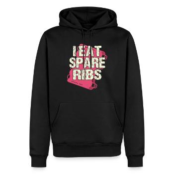 I eat spare ribs - Männer Premium Bio Hoodie - Schwarz - Vorne - Nico (187cm)