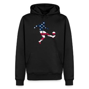 Soccer Player Silhouette American Flag Soccer Play - Männer Premium Bio Hoodie - Schwarz - Vorne - Nico (187cm)