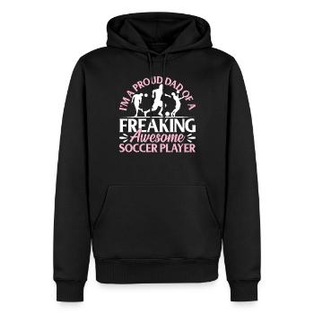 Joueur de soccer papa papa soccer - Sweat à capuche Premium bio Homme - noir - Devant - Nico (187cm)