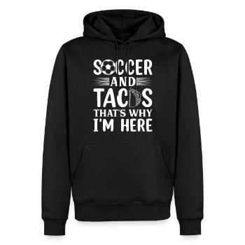 Soccer And Tacos That's Why I'm Here - Soccer Love - Männer Premium Bio Hoodie - Schwarz - Vorne - Nico (187cm)