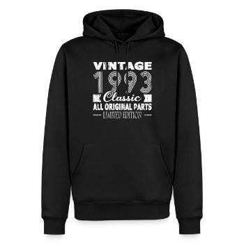 30e anniversaire Millésime 1993 Classique 1993 - Sweat à capuche Premium bio Homme - noir - Devant - Nico (187cm)