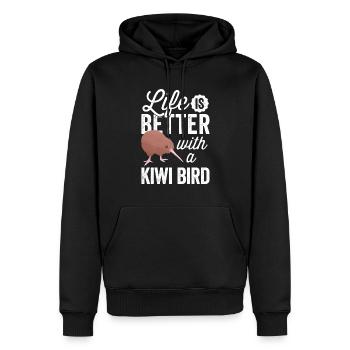 Alles besser mit Kiwi Vogel Neuseeland Kiwi - Männer Premium Bio Hoodie - Schwarz - Vorne - Nico (187cm)