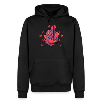 Loriquet à capuchon Kawaii Perroquet Oiseau - Sweat à capuche Premium bio Homme - noir - Devant - Nico (187cm)