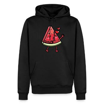 Émoticône de pastèque Melon Fruit Kawaii - Sweat à capuche Premium bio Homme - noir - Devant - Nico (187cm)