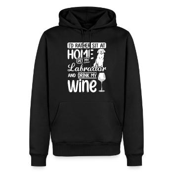 Le vin et le Labrador - Sweat à capuche Premium bio Homme - noir - Devant - Nico (187cm)