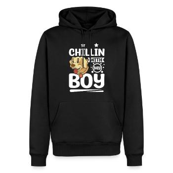 Chillin avec mon labrador - Sweat à capuche Premium bio Homme - noir - Devant - Nico (187cm)