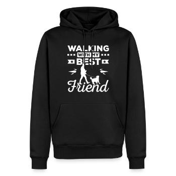 Marcher avec mon meilleur ami labrador - Sweat à capuche Premium bio Homme - noir - Devant - Nico (187cm)