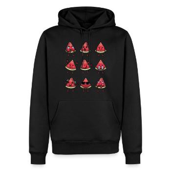 Pastèque Melon Emoticon Fruit Kawaii - Sweat à capuche Premium bio Homme - noir - Devant - Nico (187cm)
