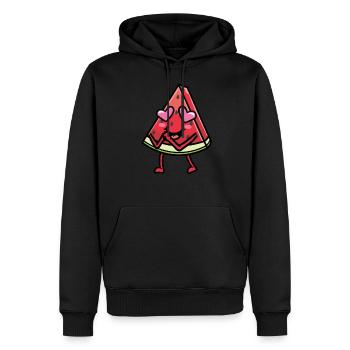 Pastèque amoureuse Émoticône Melon Fruit - Sweat à capuche Premium bio Homme - noir - Devant - Nico (187cm)