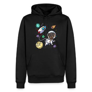 Chien teckel à poil dur dans l’espace - Sweat à capuche Premium bio Homme - noir - Devant - Nico (187cm)