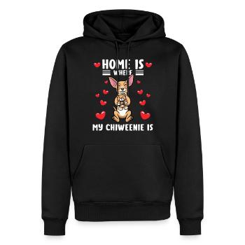 Chiweenie chien avec peluche - Sweat à capuche Premium bio Homme - noir - Devant - Nico (187cm)