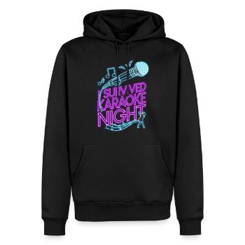 Karaoké Chanteur 80s Rétro I - Sweat à capuche Premium bio Homme - noir - Devant - Nico (187cm)