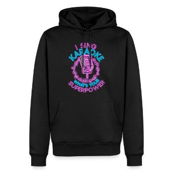 Karaoké Chanteur 80s Rétro Je Chante - Sweat à capuche Premium bio Homme - noir - Devant - Nico (187cm)