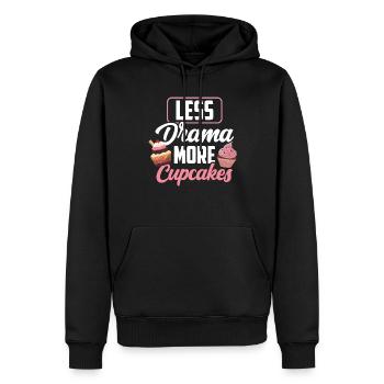 Moins de drame Plus de cupcakes amoureux cupcake sucré - Sweat à capuche Premium bio Homme - noir - Devant - Nico (187cm)