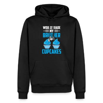 J’échangerais mon frère contre des cupcakes sucrés - Sweat à capuche Premium bio Homme - noir - Devant - Nico (187cm)