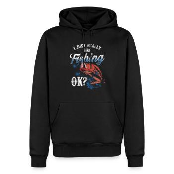 J’aime beaucoup pêcher pêcheur pêcheur pêche - Sweat à capuche Premium bio Homme - noir - Devant - Nico (187cm)