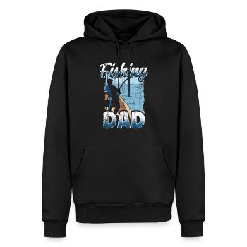 Pêche Papa Pêche Pêcheur Pêcheur Ange - Sweat à capuche Premium bio Homme - noir - Devant - Nico (187cm)