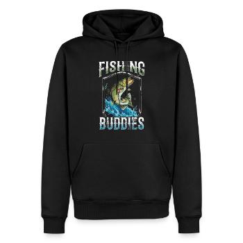Amis de la pêche Ami de la pêche Ami de la pêche - Sweat à capuche Premium bio Homme - noir - Devant - Nico (187cm)