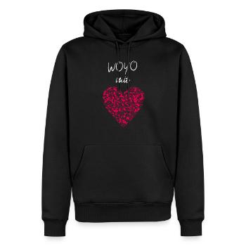 Woyo Yoga mit Herz Meditation Fitnesstrainerin - Männer Premium Bio Hoodie - Schwarz - Vorne - Nico (187cm)