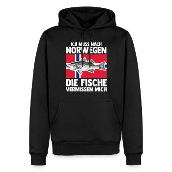Angeln Angler Fischen Norwegen - Männer Premium Bio Hoodie - Schwarz - Vorne - Nico (187cm)