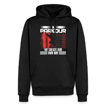 Freerunning Parkour We Create Our Own Way Traceur - Männer Premium Bio Hoodie - Schwarz - Vorne - Nico (187cm)