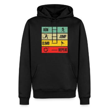 Parkour Run Jump Climb Repeat Freerunning Traceur - Männer Premium Bio Hoodie - Schwarz - Vorne - Nico (187cm)