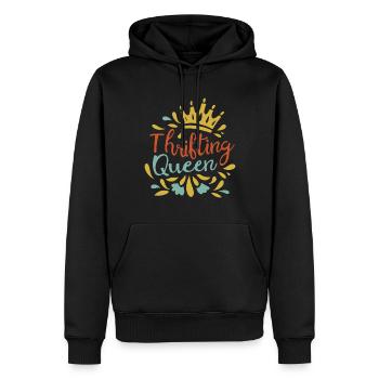 Thrifting Queen Thrifter Thrift Shop Whisperer - Männer Premium Bio Hoodie - Schwarz - Vorne - Nico (187cm)