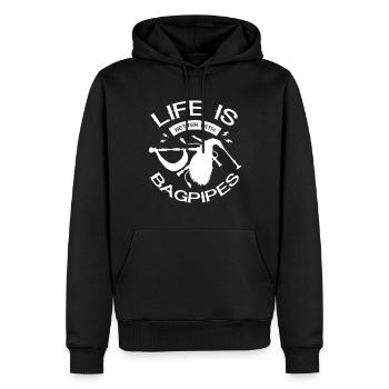 La vie est meilleure avec la cornemuse Piper - Sweat à capuche Premium bio Homme - noir - Devant - Nico (187cm)
