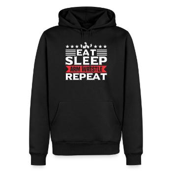 Funny Eat SLeep Arm Wrestling Repeat For Arm Wrest - Männer Premium Bio Hoodie - Schwarz - Vorne - Nico (187cm)