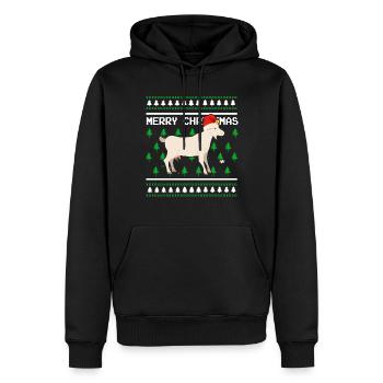 Moche pull de Noël Tshirt Chèvre de Noël - Sweat à capuche Premium bio Homme - noir - Devant - Nico (187cm)