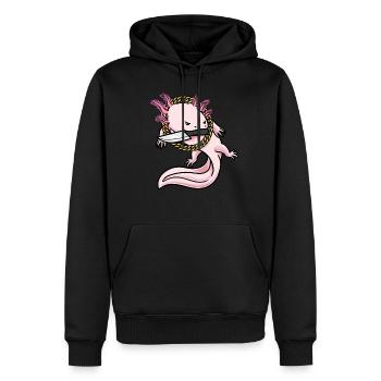 Axolotl Mit Messer Fischliebhaber Lustig - Männer Premium Bio Hoodie - Schwarz - Vorne - Nico (187cm)