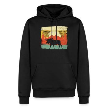 Vintage Elk Hunting Retro Huntsman Hunter Wildlife - Men’s Premium Organic Hoodie - black - Front - Nico (187cm)