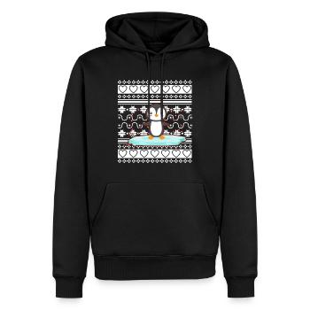 Ugly Christmas Sweater Tshirt Weihnachten Pinguin - Männer Premium Bio Hoodie - Schwarz - Vorne - Nico (187cm)