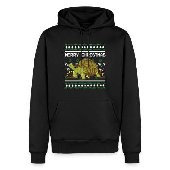 Pull de Noël moche Tortue de Noël - Sweat à capuche Premium bio Homme - noir - Devant - Nico (187cm)