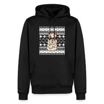Ugly Christmas Sweater Weihnachten Lama - Männer Premium Bio Hoodie - Schwarz - Vorne - Nico (187cm)