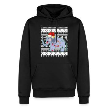 Pull de Noël moche éléphant de Noël - Sweat à capuche Premium bio Homme - noir - Devant - Nico (187cm)
