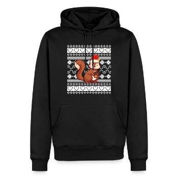 Pull de Noël moche Écureuil de Noël - Sweat à capuche Premium bio Homme - noir - Devant - Nico (187cm)