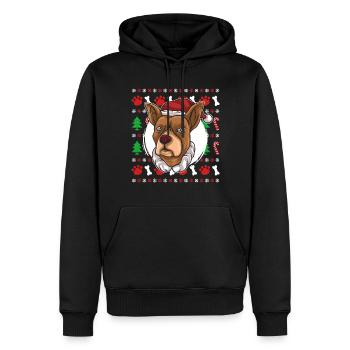 Pull de Noël moche Tshirt Chien de Noël - Sweat à capuche Premium bio Homme - noir - Devant - Nico (187cm)