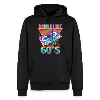 CASSETTE NÉE DANS LES ANNÉES 60 - Sweat à capuche Premium bio Homme - noir - Devant - Nico (187cm)
