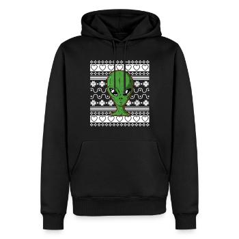 Ugly Christmas Sweater Tshirt Weihnachten Alien - Männer Premium Bio Hoodie - Schwarz - Vorne - Nico (187cm)