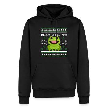 Ugly Christmas Sweater Tshirt Weihnachten Frosch - Männer Premium Bio Hoodie - Schwarz - Vorne - Nico (187cm)