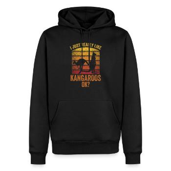J’aime beaucoup les kangourous animal kangourou - Sweat à capuche Premium bio Homme - noir - Devant - Nico (187cm)
