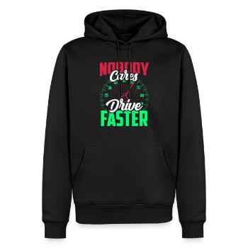 Personne ne s’en soucie Conduisez plus vite Équipe Personne - Sweat à capuche Premium bio Homme - noir - Devant - Nico (187cm)