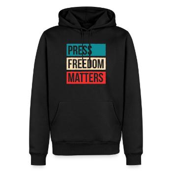 La liberté de la presse est importante - Sweat à capuche Premium bio Homme - noir - Devant - Nico (187cm)