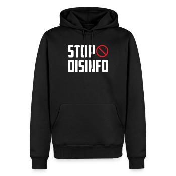 Désinfo Stop Press Loi Liberté de la presse - Sweat à capuche Premium bio Homme - noir - Devant - Nico (187cm)