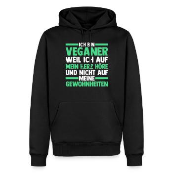 Fleischlos Vegan Pflanzlich Veganer - Männer Premium Bio Hoodie - Schwarz - Vorne - Nico (187cm)