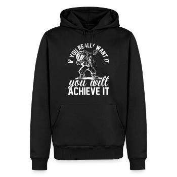 Space Astronaut - If You Really Want It You Will A - Men’s Premium Organic Hoodie - black - Front - Nico (187cm)