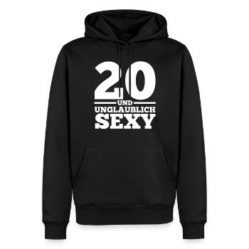Zwanzig 20 Jahre Zwanzigster Geburtstag - Männer Premium Bio Hoodie - Schwarz - Vorne - Nico (187cm)